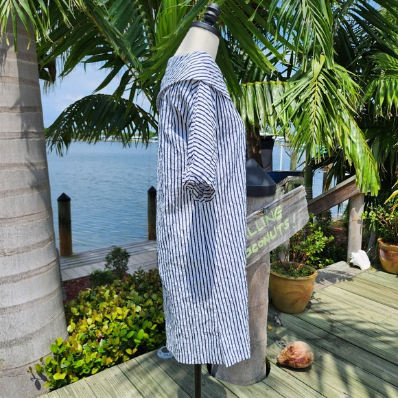 Finley Nautical Sailor Stripe Portrait Collar Spectator Dress Sz XS - Picture 2 of 13